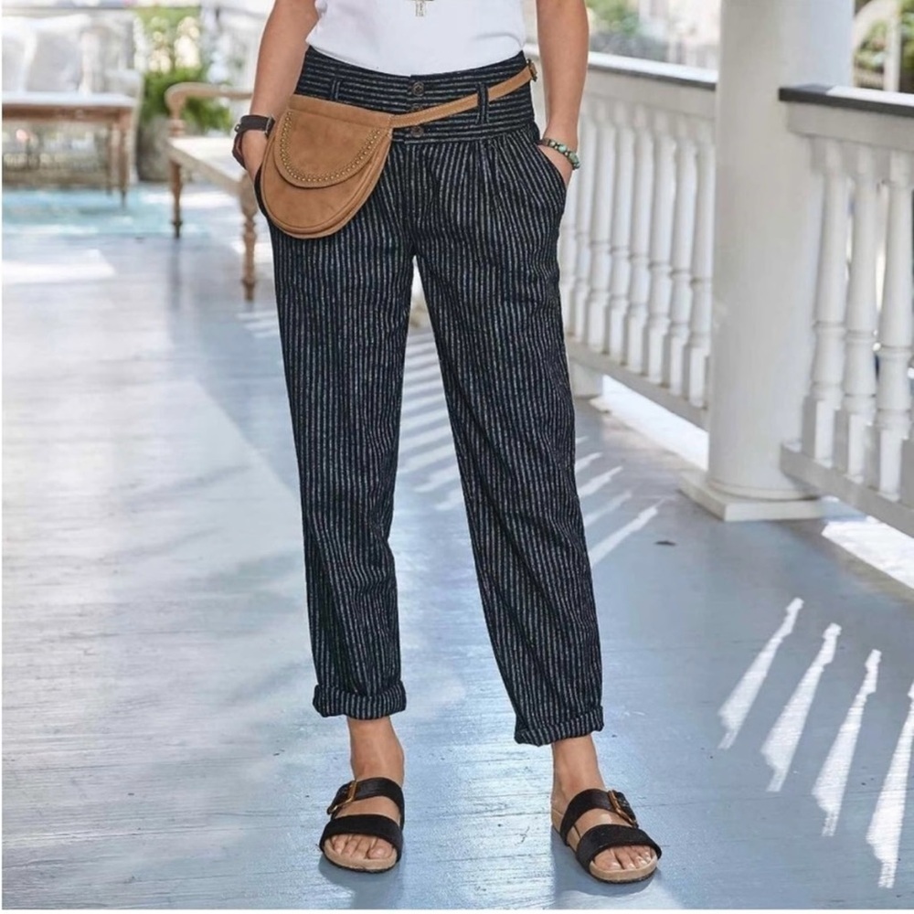 Sundance Amelia Stripe Trouser Linen Blend Pants in Size P6